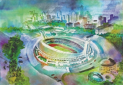 亚运会场馆手绘图片